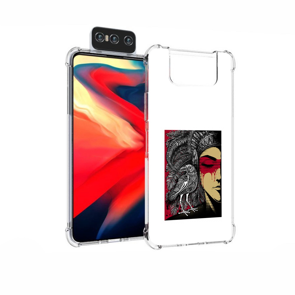 

Чехол MyPads Tocco для Asus Zenfone 7 (ZS670KS) девушка с вороном в абстракции, Прозрачный, Tocco