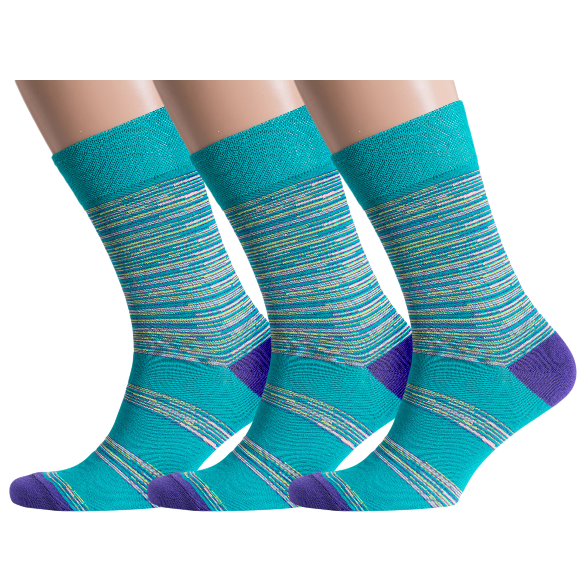 Комплект носков мужских MoscowSocksClub msk3-М09 бирюзовых 29