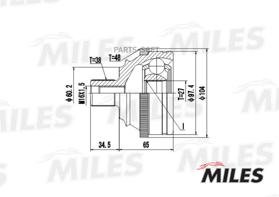 

Шрус Наружный Vw T4 1.9d-2.8 90-03 (С Abs) (Gkn 302447) Ga20529 Miles арт. GA20529