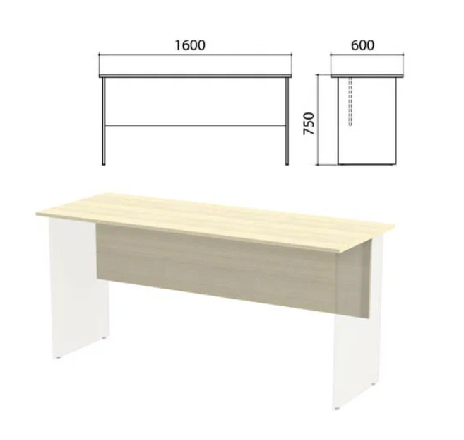 Столешница КАНЦ 1600х600х750 мм, цвет дуб молочный, СК20.15.1
