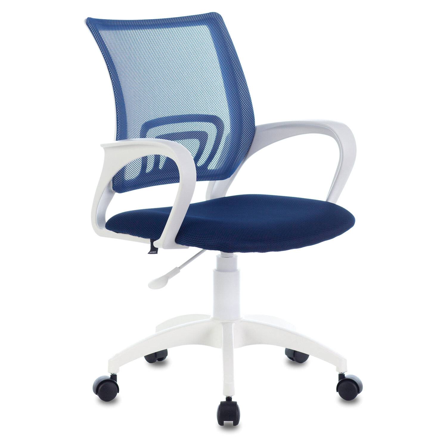 фото Офисное кресло brabix fly mg-396w, с подлокотниками, пластик белый, сетка, темно-синее nobrand