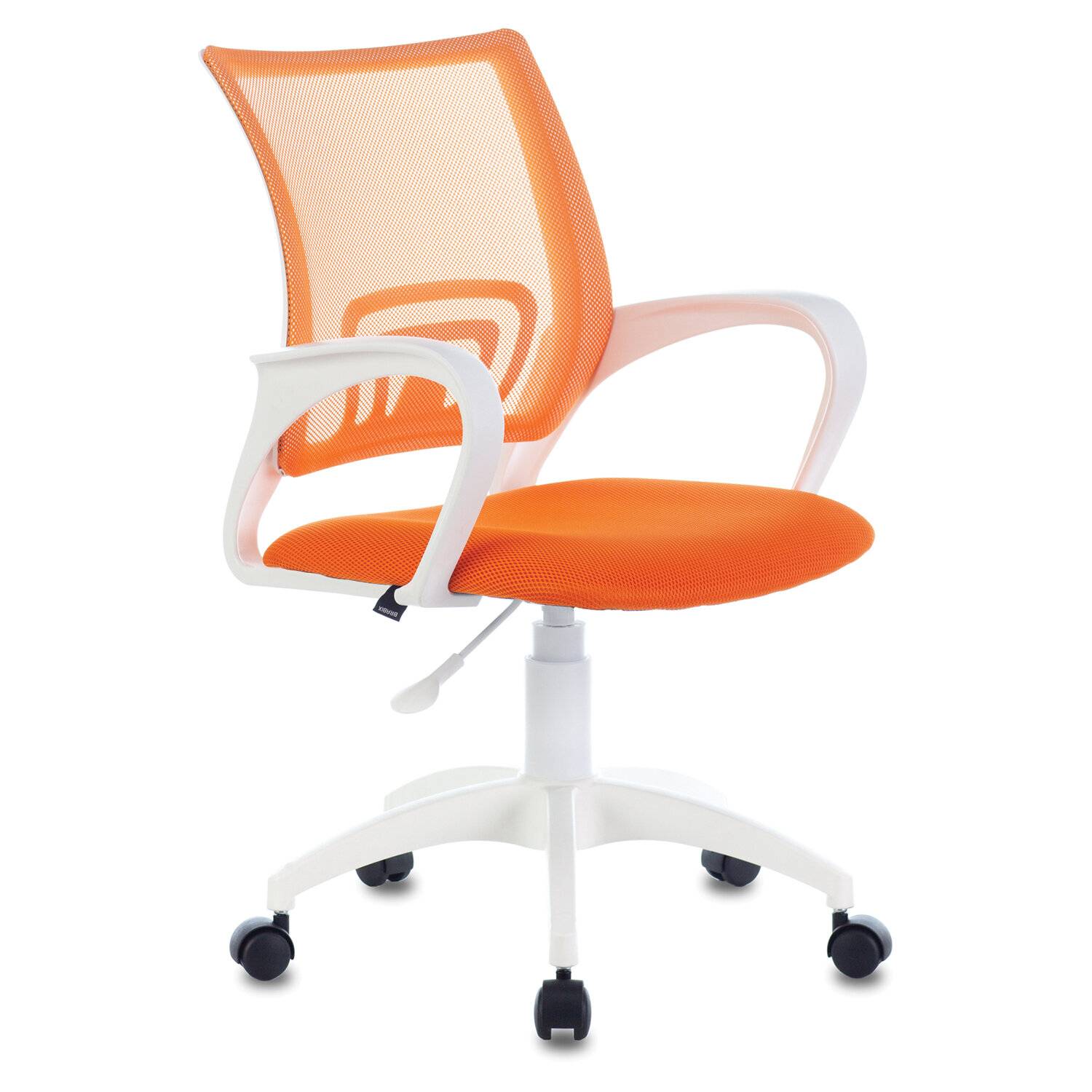 фото Офисное кресло brabix fly mg-396w, с подлокотниками, пластик белый, сетка, оранжевое nobrand