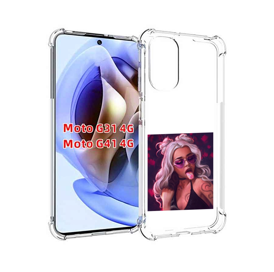 

Чехол MyPads блестящий-язык женский для Motorola Moto G31 4G / G41 4G, Прозрачный, Tocco