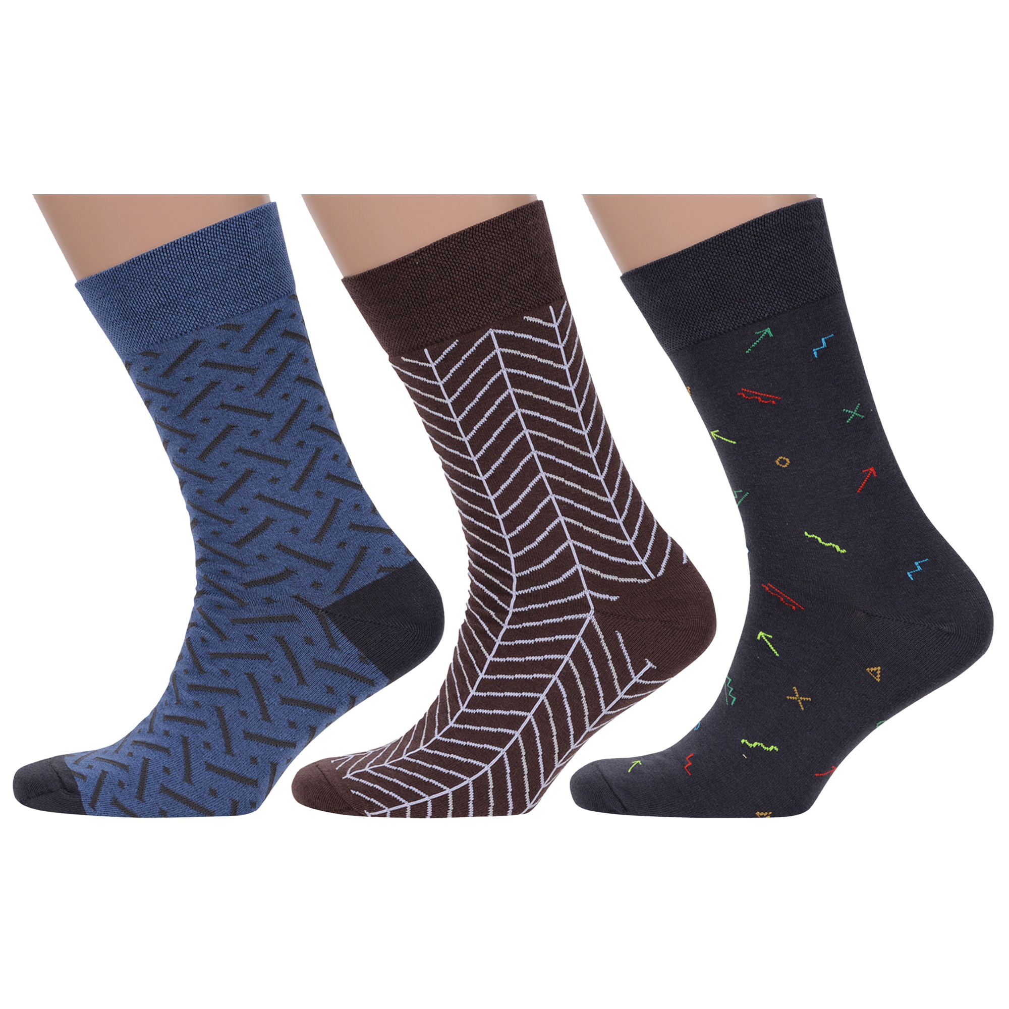 

Комплект носков мужских MoscowSocksClub msk3-М39 разноцветных 25, Синий;коричневый;серый, msk3-М39