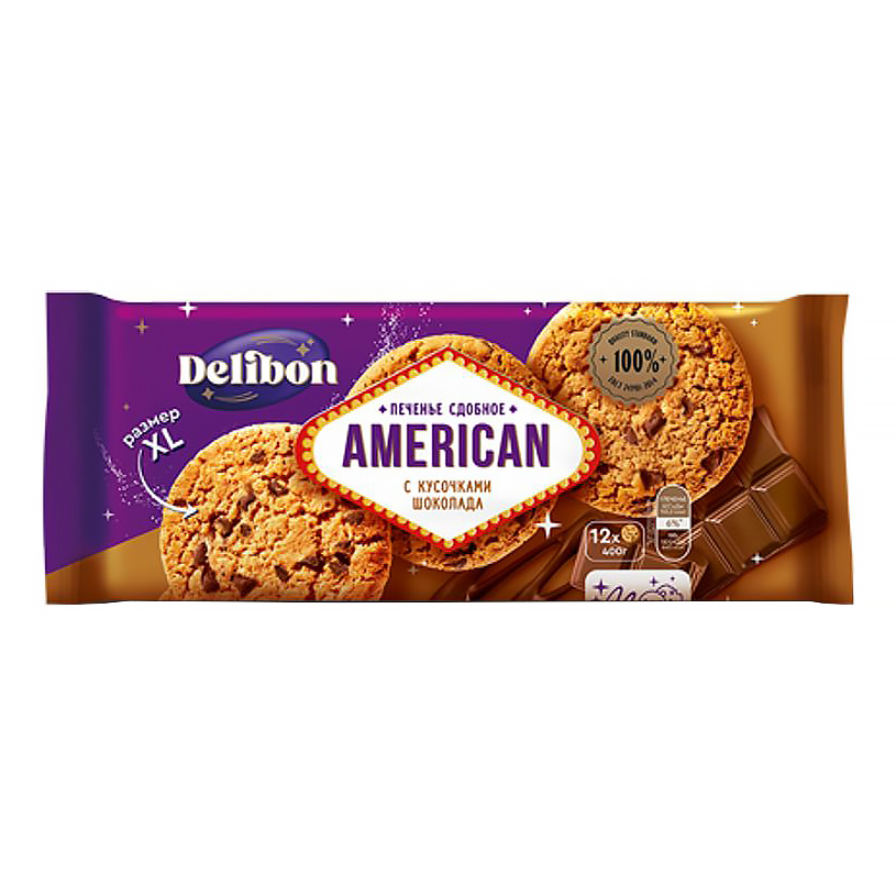 

Печенье сдобное Delibon American с кусочками шоколада 400 г