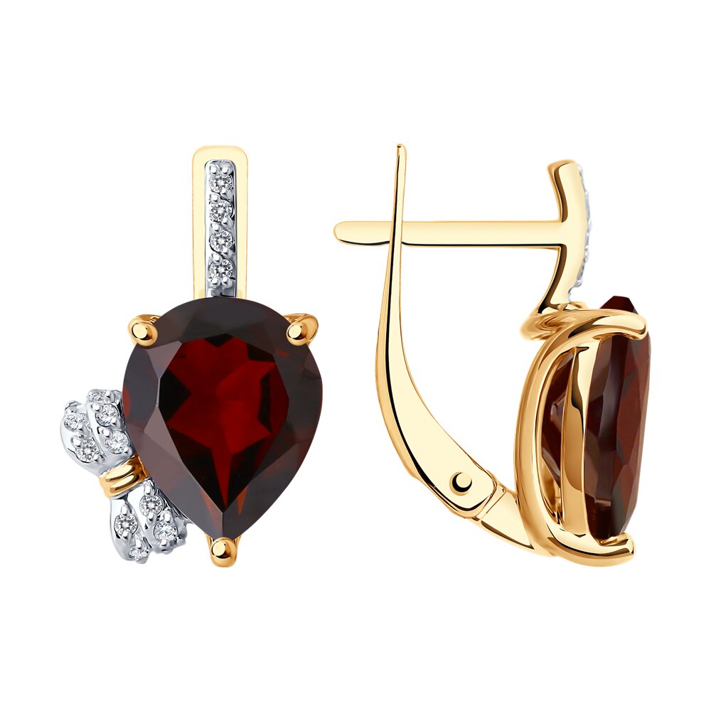 

Серьги из красного золота с бриллиантом/гранатом SOKOLOV Diamonds 72-00121, 72-00121