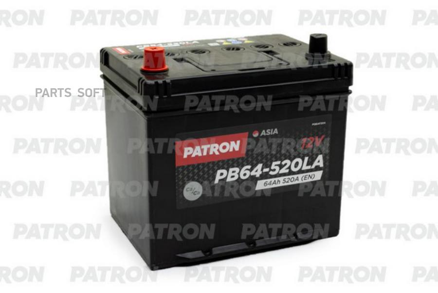 Акб Patron Asia 12v 64ah 520a (L+) B1 230x173x222mm 14,9kg PATRON арт. PB64-520LA