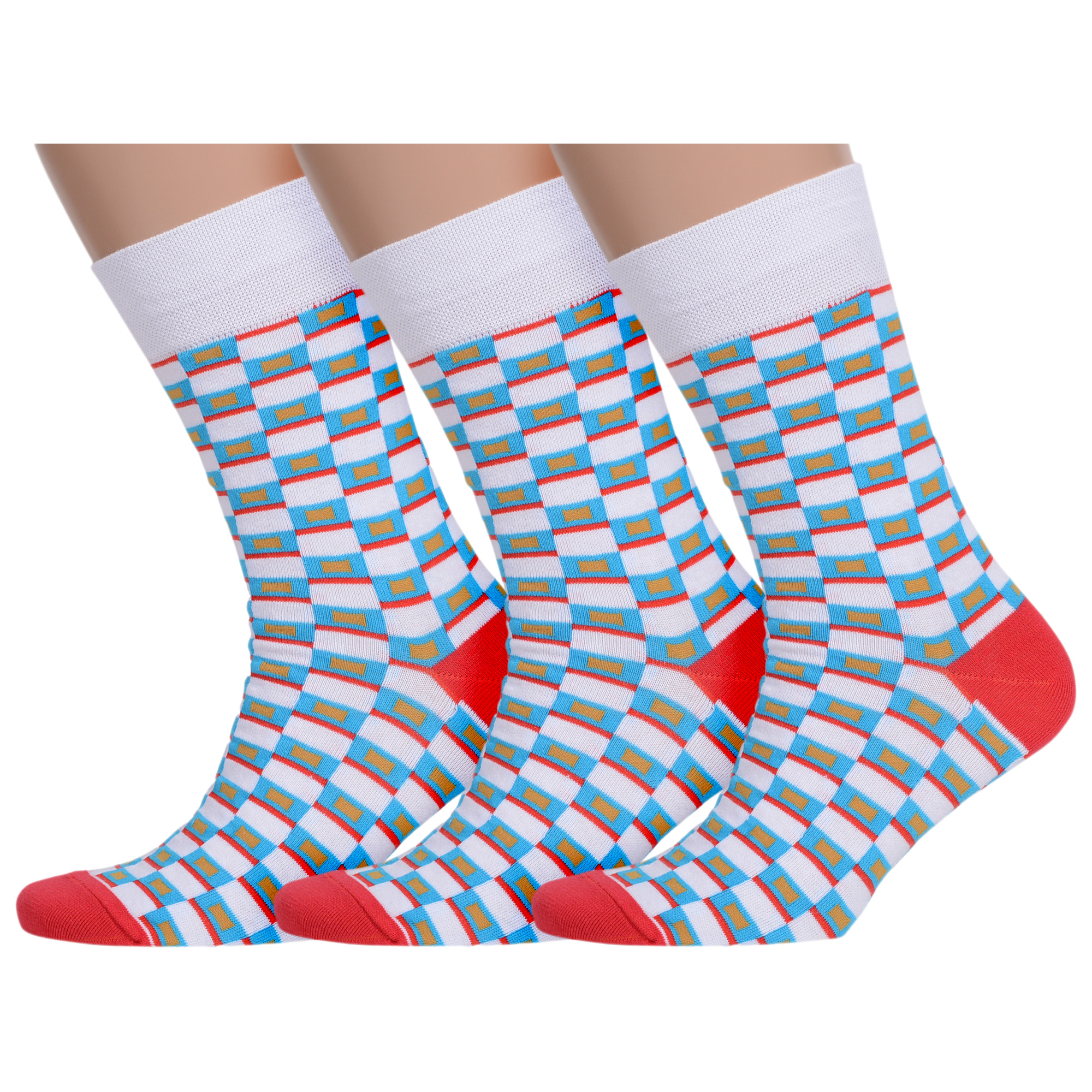 

Комплект носков мужских MoscowSocksClub msk3-М38 разноцветных 25, Белый;красный, msk3-М38