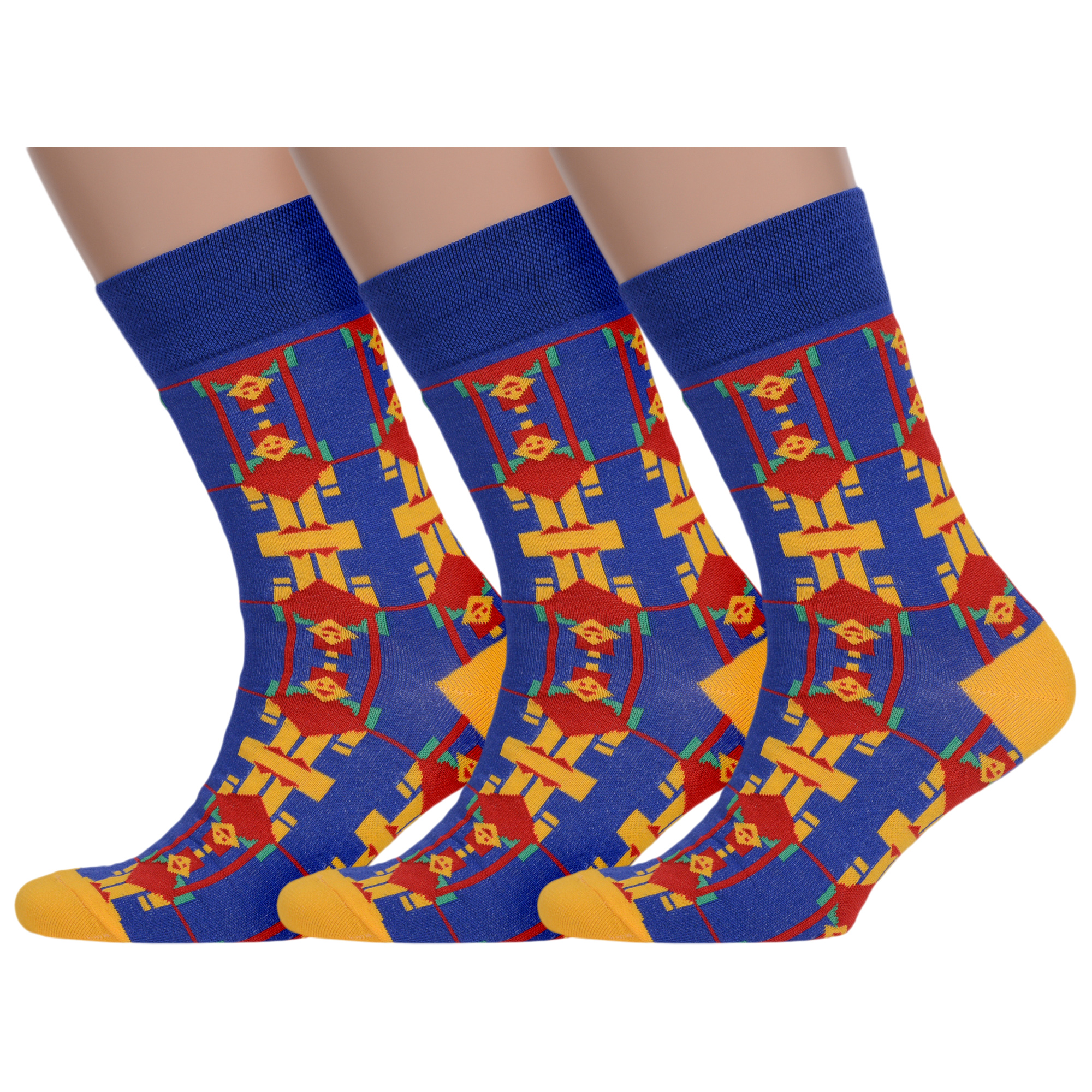 

Комплект носков мужских MoscowSocksClub msk3-М38 разноцветных 29, Синий;желтый, msk3-М38