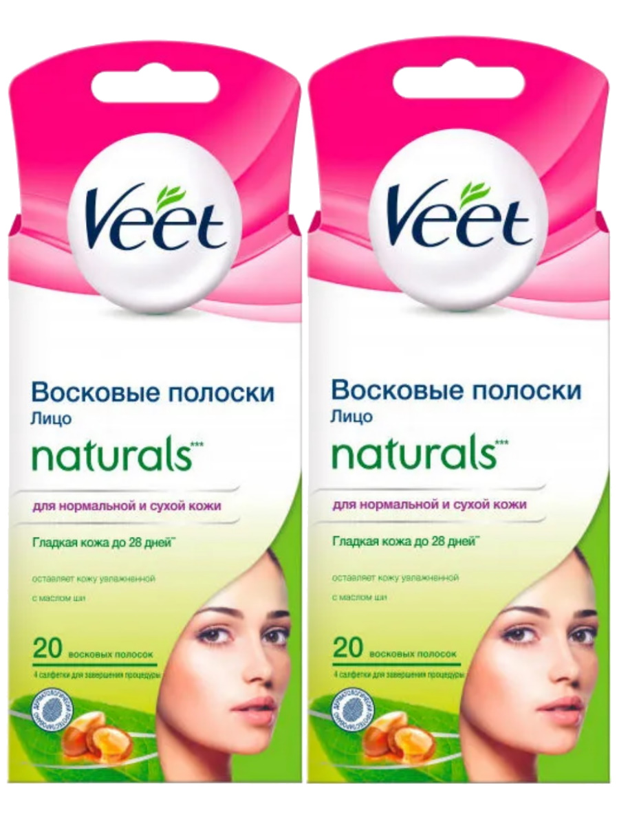 фото Комплект восковые полоски veet с маслом ши easy gel-wax 20 шт./уп. х 2 уп.