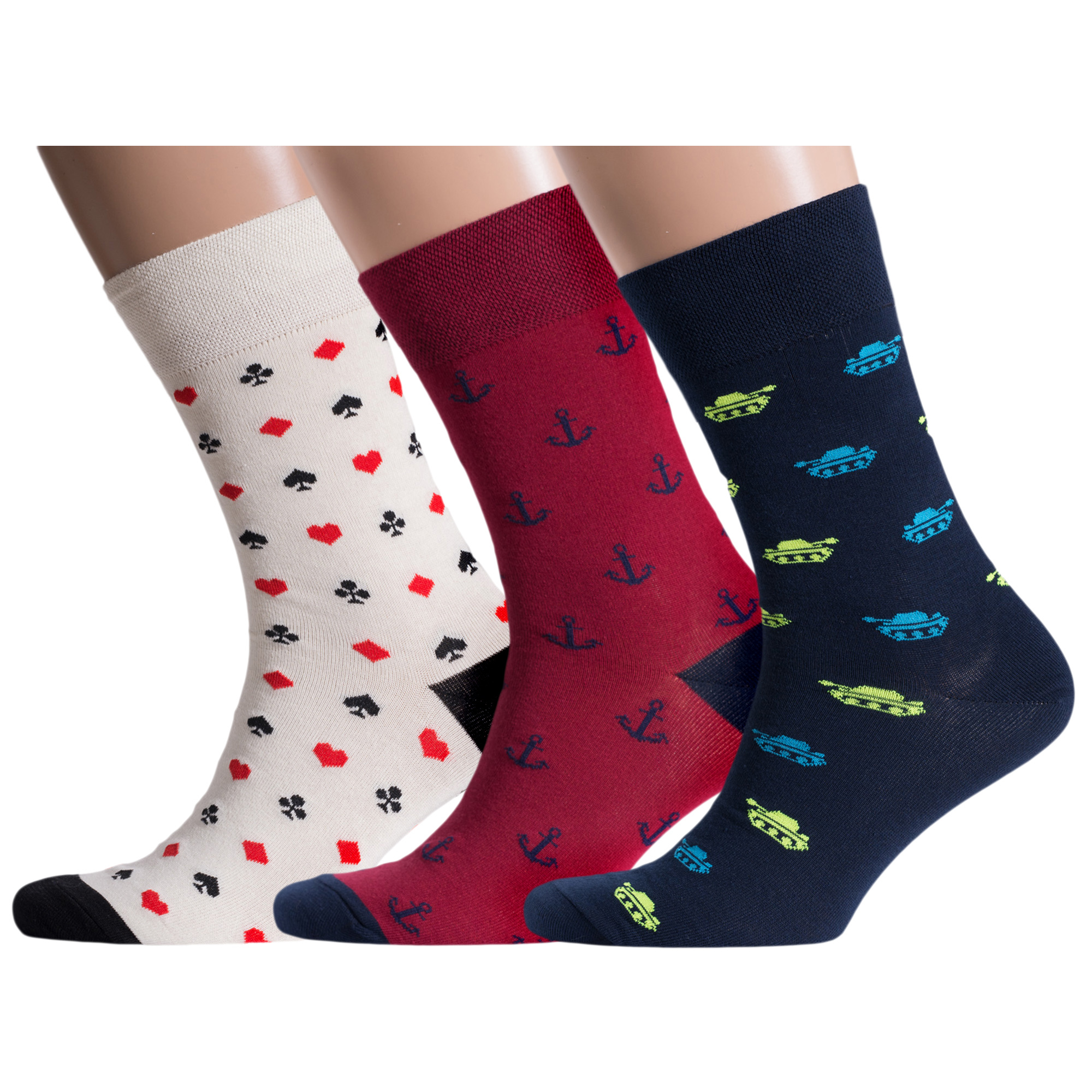 

Комплект носков мужских MoscowSocksClub msk3-М09 разноцветных 25, Бежевый;красный;синий, msk3-М09