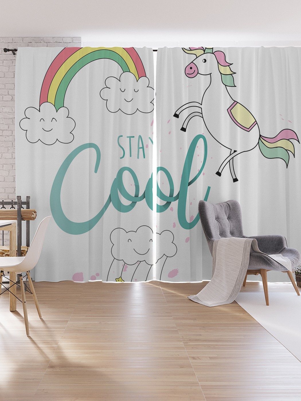 

Шторы под лён JoyArty "Крутой единорог", серия Oxford DeLux, 340х265 см, Крутой единорог