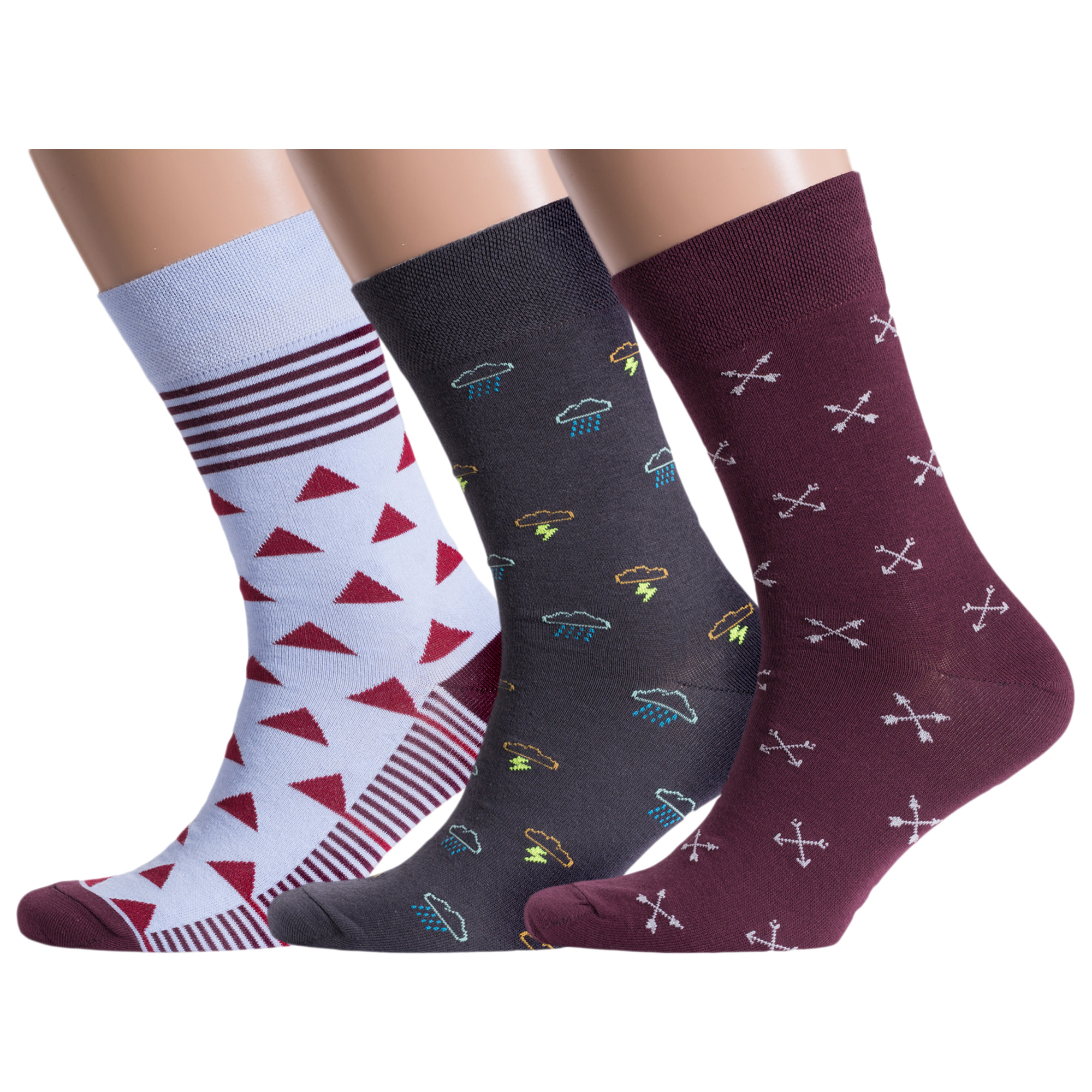 

Комплект носков мужских MoscowSocksClub msk3-М09 разноцветных 25, Голубой;серый;бордовый, msk3-М09