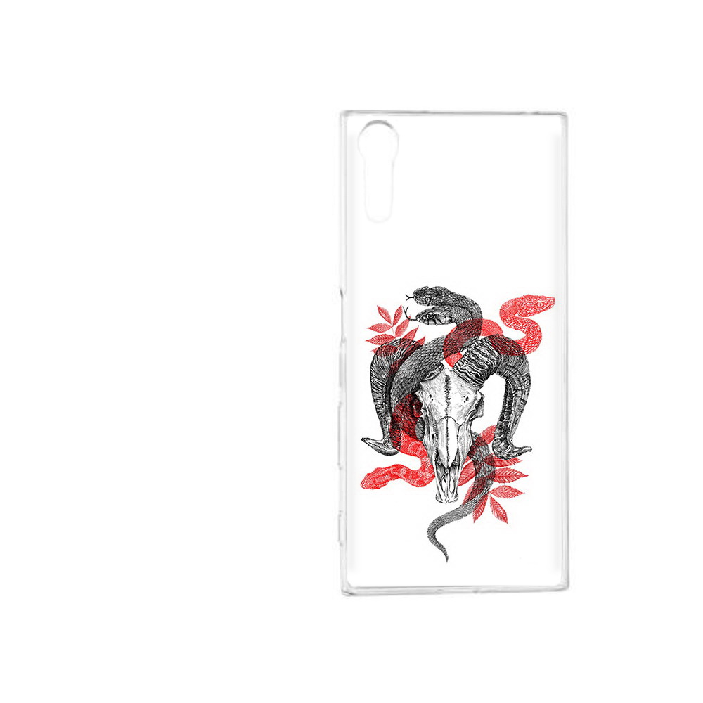 

Чехол MyPads Tocco для Sony Xperia XZ змея в черепе рисунок, Прозрачный, Tocco