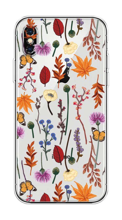 

Чехол на Apple iPhone XS Max "Orange Purple flowers", Оранжевый;красный;розовый;желтый;прозрачный, 11950-1