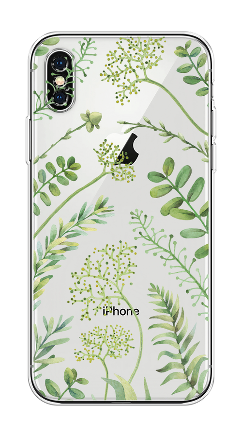 

Чехол на Apple iPhone XS Max "Green Leaves", Зеленый;прозрачный, 11950-1
