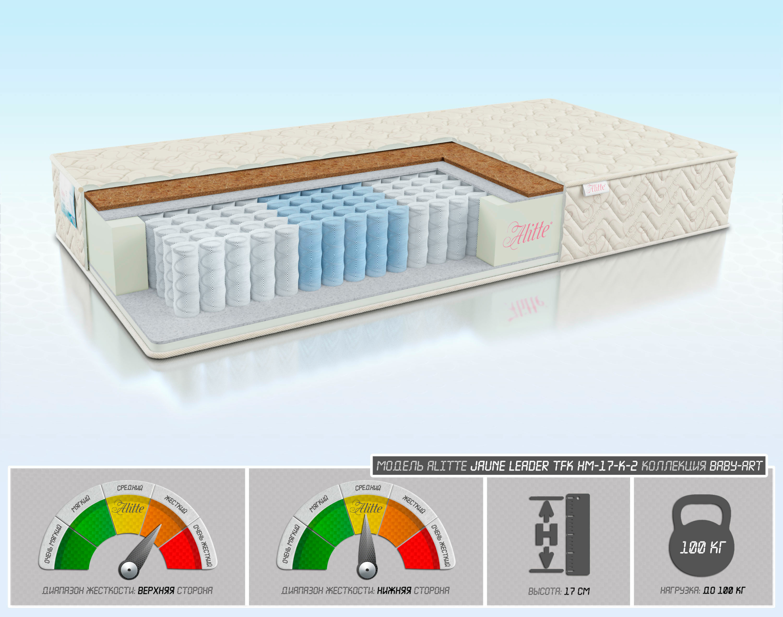 

Матрас Alitte Jeune Leader TFK HM-17-K 90х200, Jeune Leader TFK HM-17-K