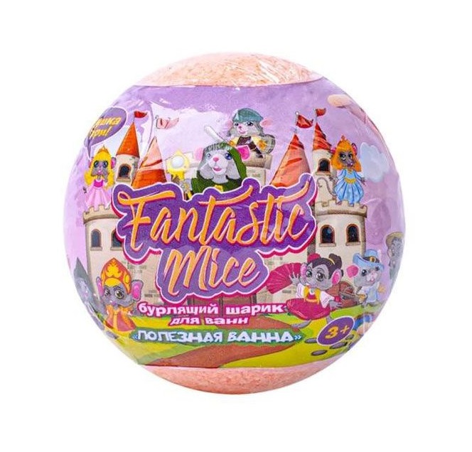 фото Бурлящий шарик для ванн l'cosmetics fantastic mice с игрушкой, ароматизирующий, 130 г