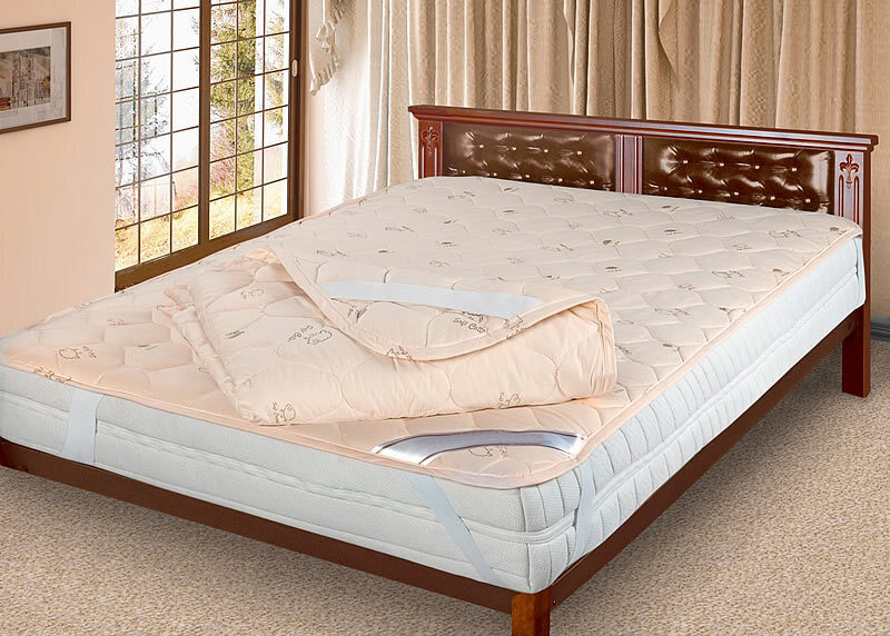 Наматрасник Maktex из овечьей шерсти 140x200 см Премиум бежевый