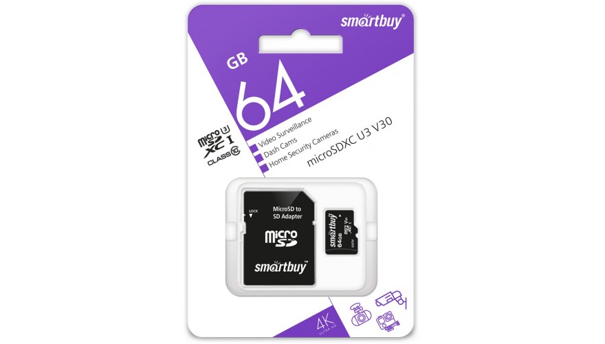 Карта памяти SmartBuy Micro SDXC 128Гб SB128GBSDCCTV 4690626088801