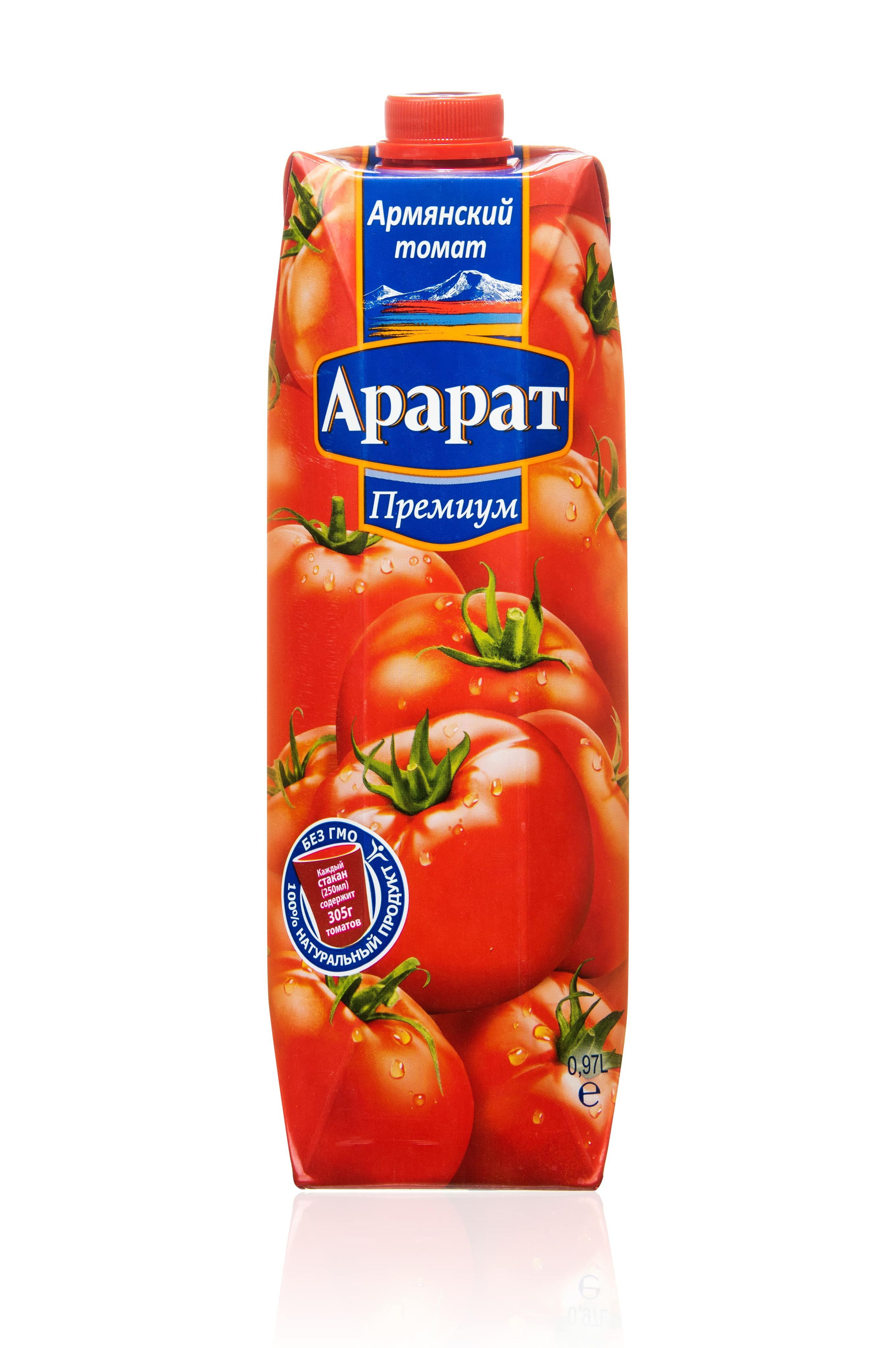 

Томатный сок Ararat Premium с солью и мякотью, 2 шт x 0,97 л, сок томатный