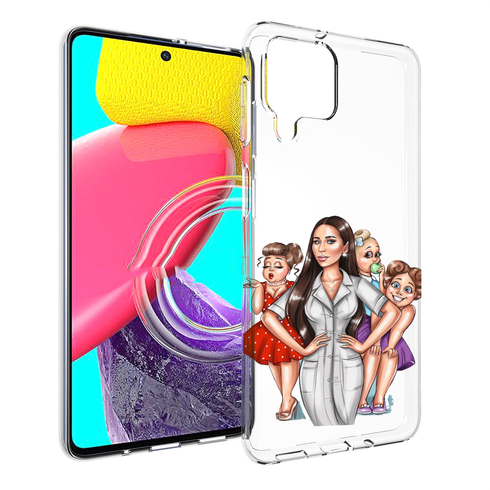 

Чехол MyPads Милые-дамы женский для Samsung Galaxy M53 (SM-M536), Прозрачный, Tocco