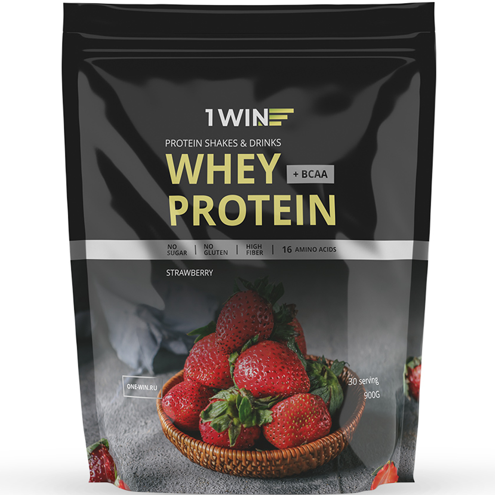 Протеин 1WIN Premium Whey Protein Shake, Клубника, 30 порций, 900 гр.