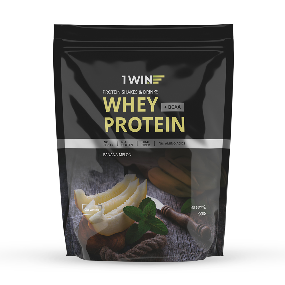 Протеин 100% 1WIN Premium Whey Protein Shake, Банан-дыня, 30 порций, 900 г
