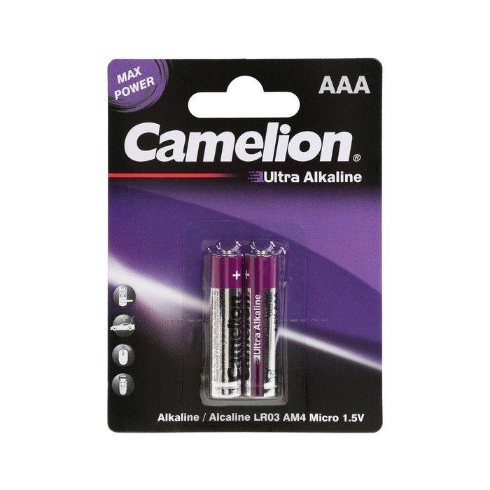 Батарейка алкалиновая Camelion 10302698 Ultra, ААА, LR03-2BL, блистер, 2 шт.