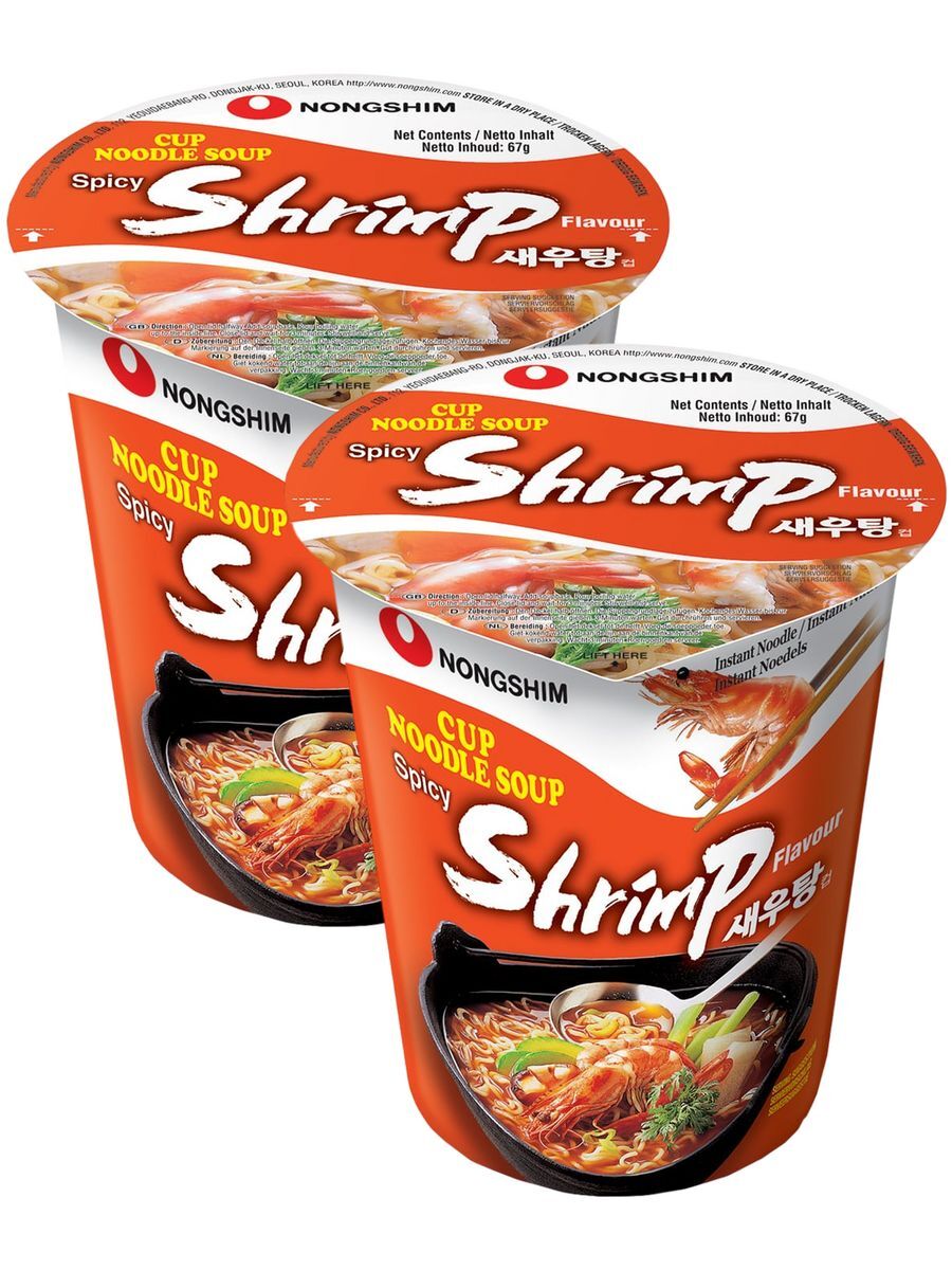 

Лапша Nongshim пшеничная острая Shrimp с креветками, 67 г * 2 шт