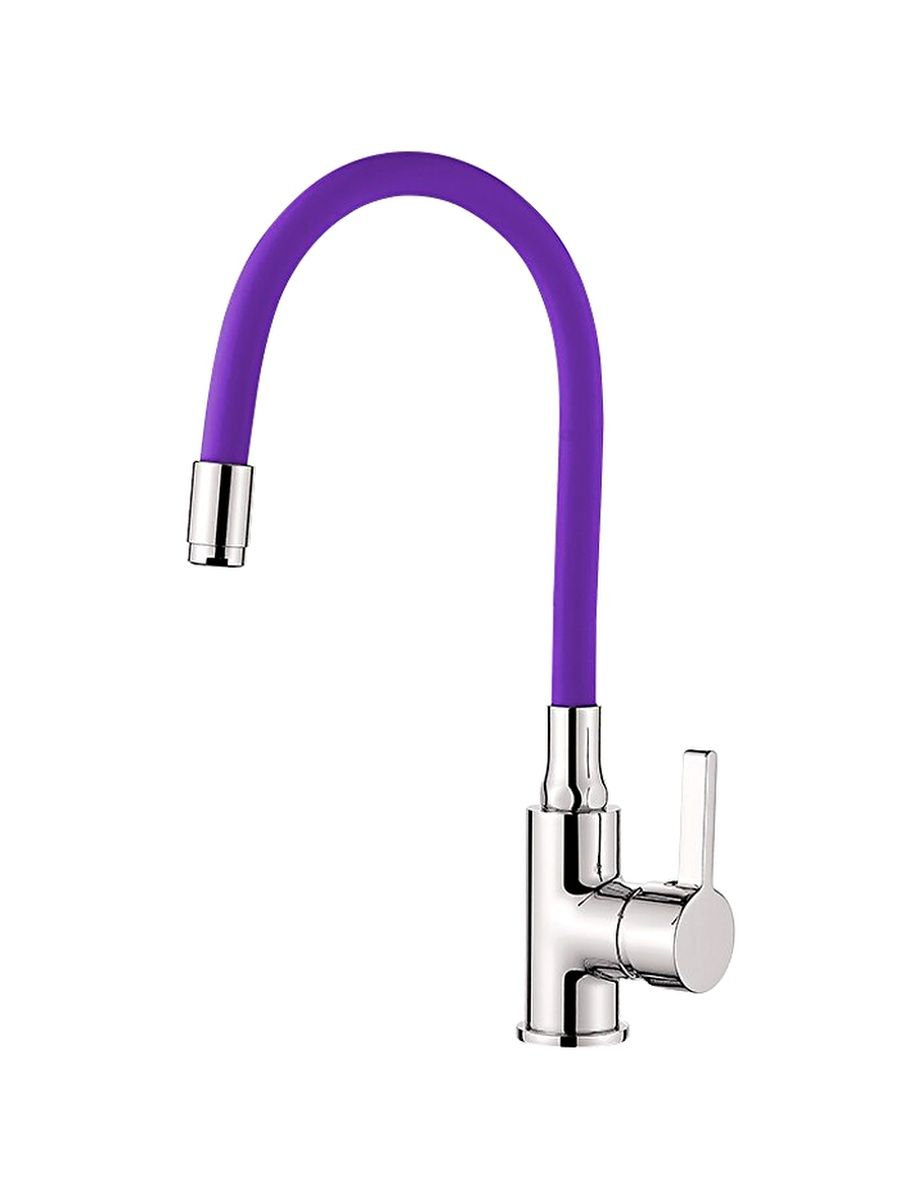 фото Смеситель для кухни ledeme rainbow h98 l4898-8 с гибким изливом, аэратор, фиолетовый