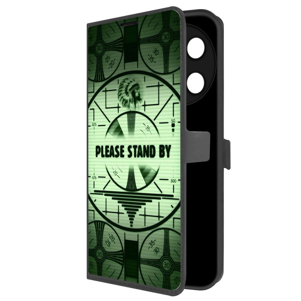 

Чехол-книжка Krutoff Eco Book для TECNO Camon 30 Pro 5G Фоллаут -Пожалуйста, подождите, Черный