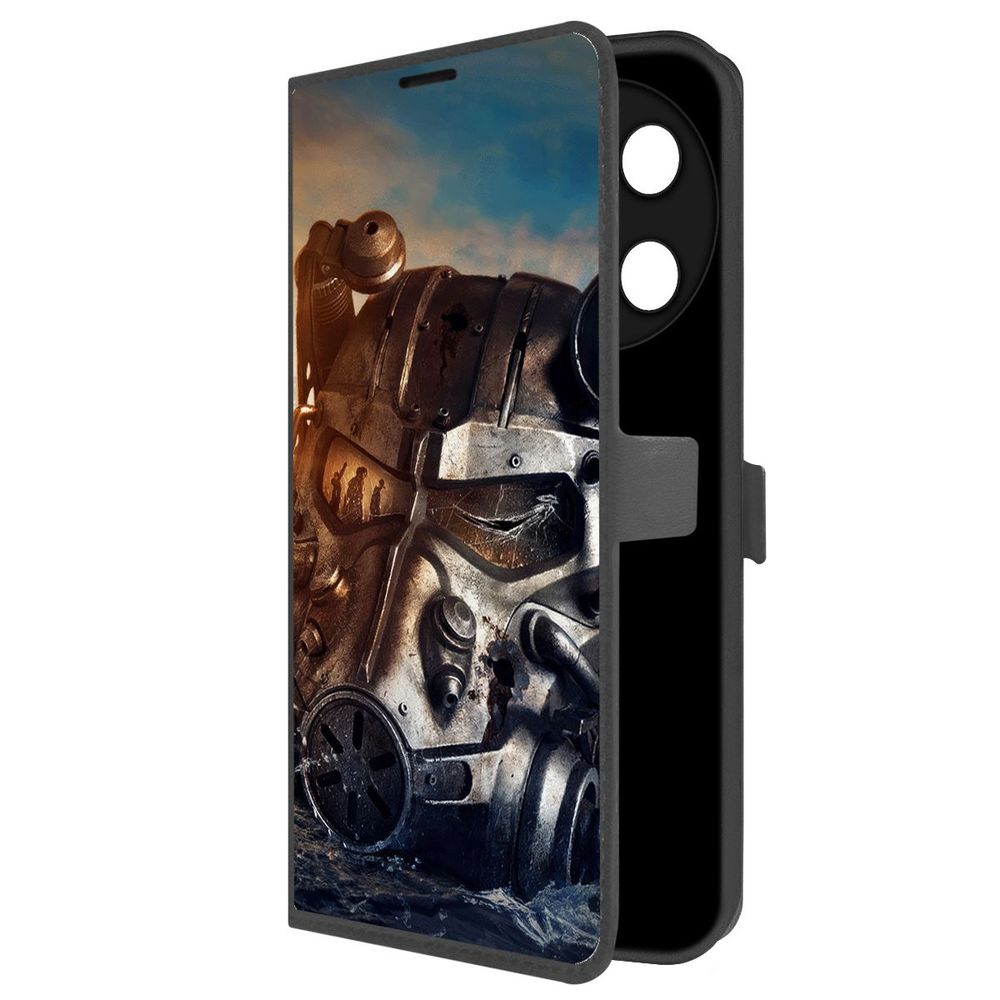 

Чехол-книжка Krutoff Eco Book для TECNO Camon 30 Pro 5G Фоллаут (Fallout) - Шлем Т-60, Черный