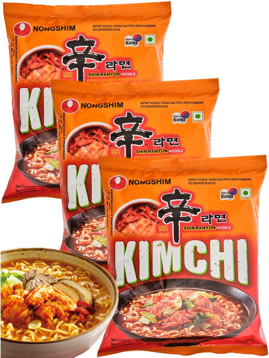 

Лапша Nongshim быстрого приготовления рамен Кимчи, 120 г * 3 шт
