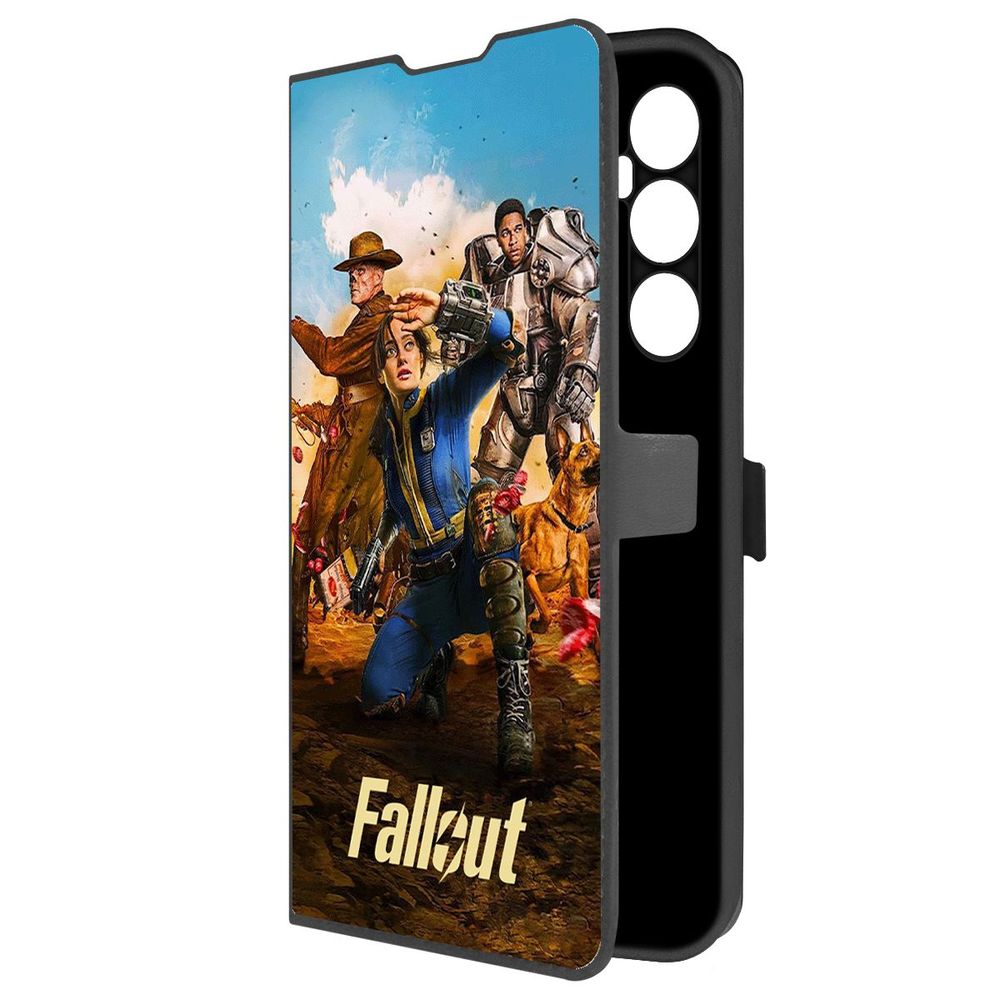 

Чехол-книжка Krutoff Eco Book для Realme C65 Фоллаут (Fallout) - Люси, Гуль и Аарон, Черный