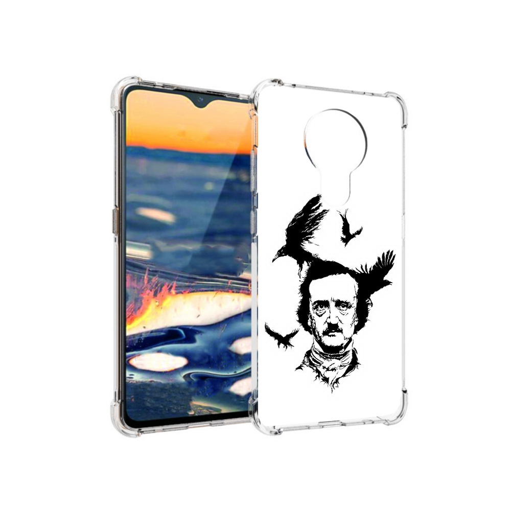 

Чехол MyPads Tocco для Nokia 5.3 Эдгар Аллан черно белый (PT227052.106.204), Прозрачный, Tocco