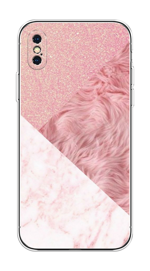 

Чехол на Apple iPhone XS Max "Текстурные треугольники", Розовый;белый, 11950-1