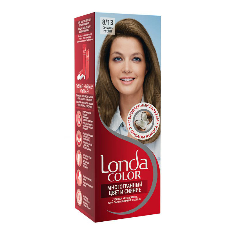 

Крем-краска для волос Londa Color стойкая, средне-русый тон 8.13, 110 мл