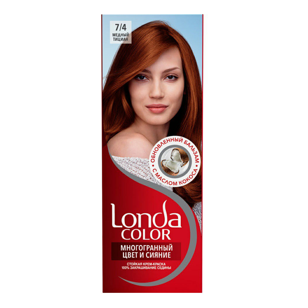 

Крем-краска для волос Londa Color стойкая, медный тициан тон 7.4, 110 мл