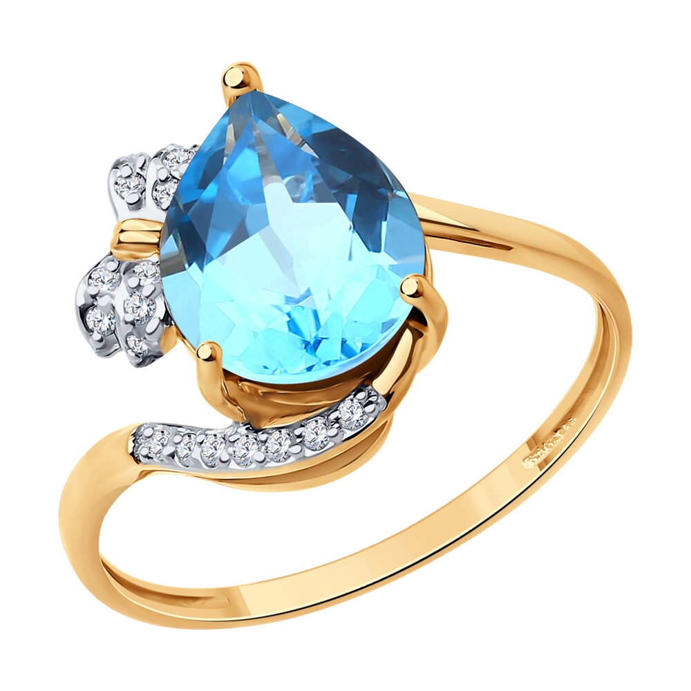 

Кольцо из красного золота с бриллиантом/топазом р. 17,5 SOKOLOV Diamonds 71-00114, 71-00114