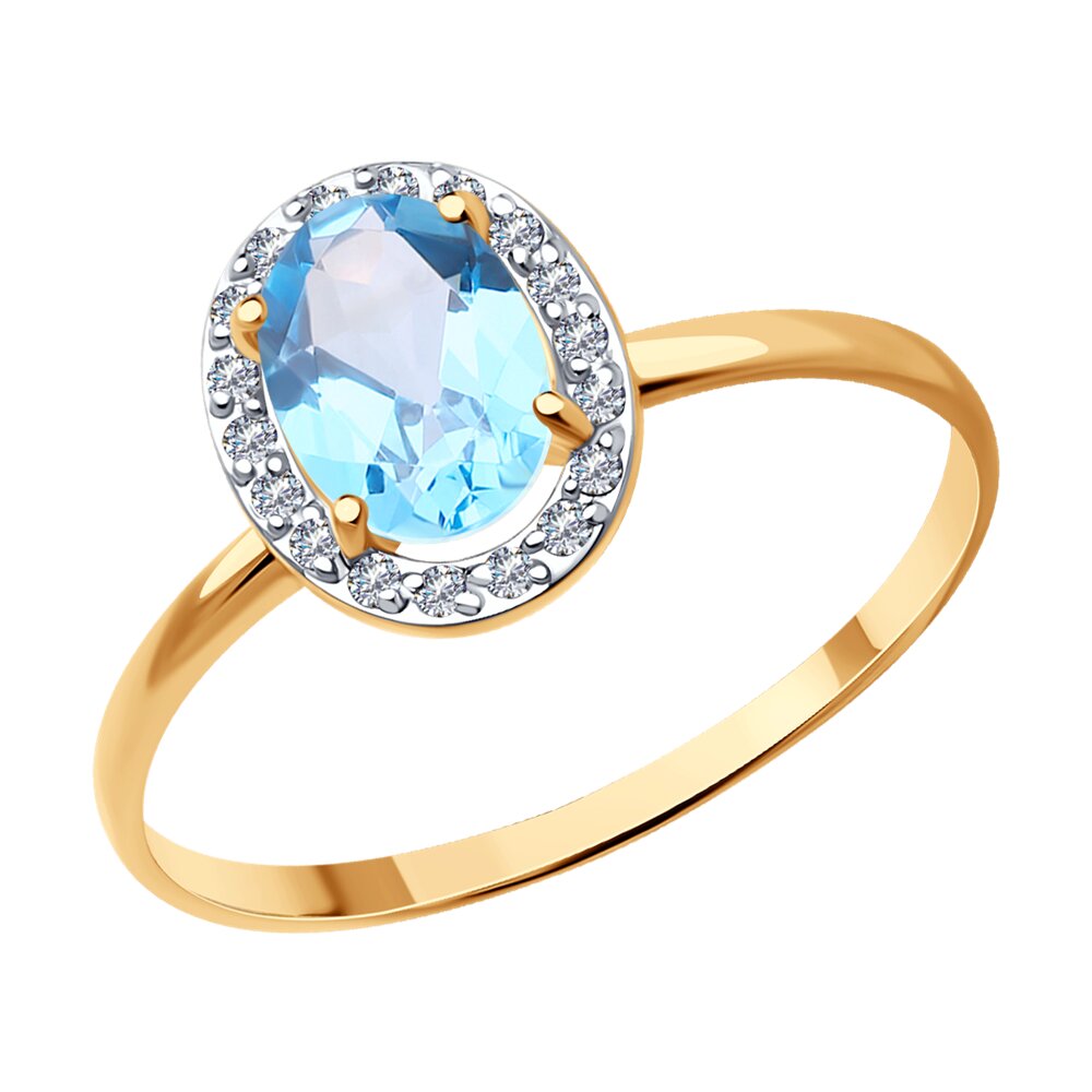 

Кольцо из красного золота с бриллиантом/топазом р. 17 SOKOLOV Diamonds 71-00071, 71-00071