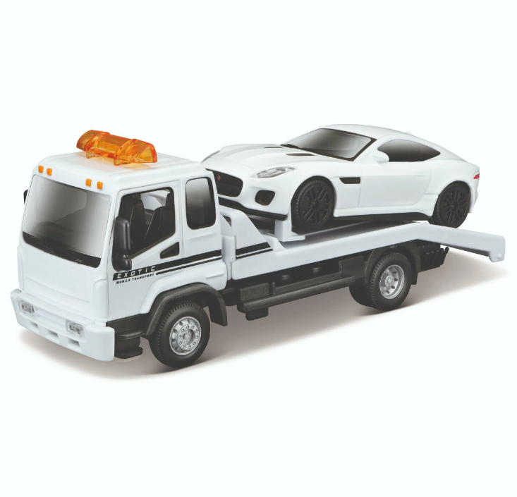 

Машина-эвакуатор BBURAGO 1/43 STR FIRE Flatbed Transport Asst с 1-й машинкой, Белый