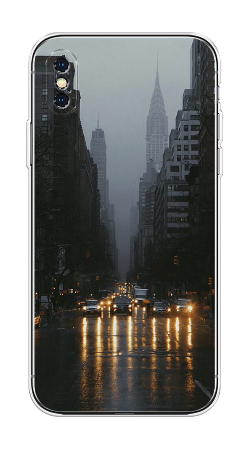 

Чехол на Apple iPhone XS Max "Дождливый Нью Йорк", Черный;серый, 11950-1