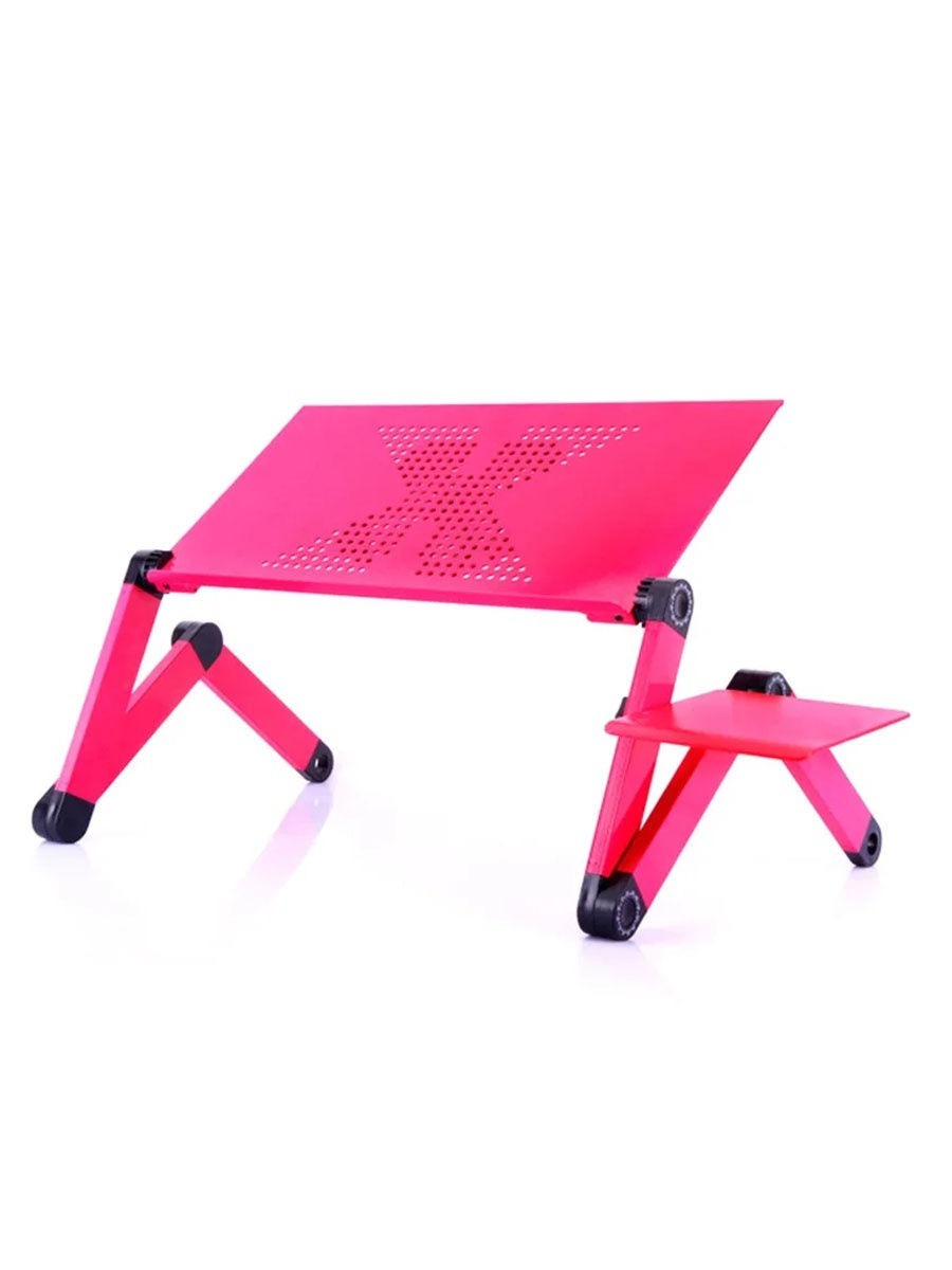 фото Столик/подставка для ноутбука urm с регулировкой высоты и охлаждением, 53х30 см, розовый