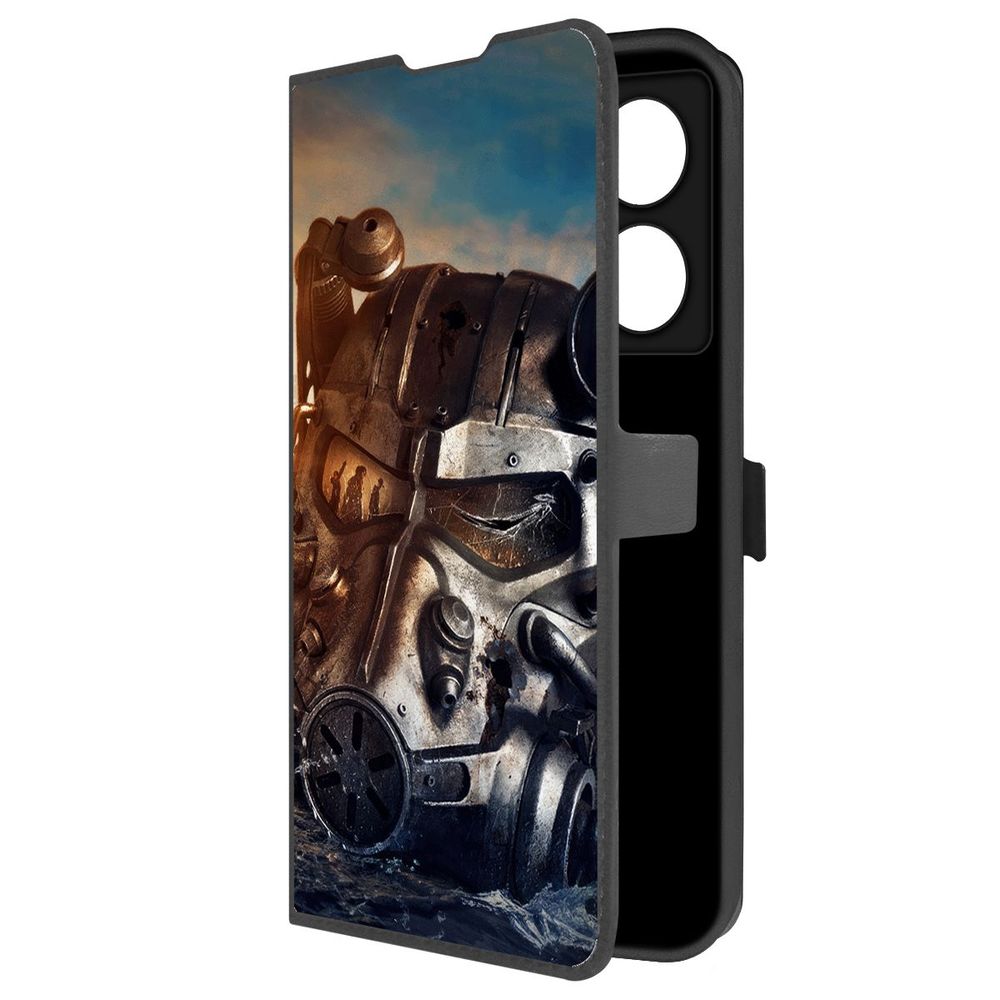 

Чехол-книжка Krutoff Eco Book для INFINIX Note 40 Pro 5G Фоллаут (Fallout) - Шлем Т-60, Черный