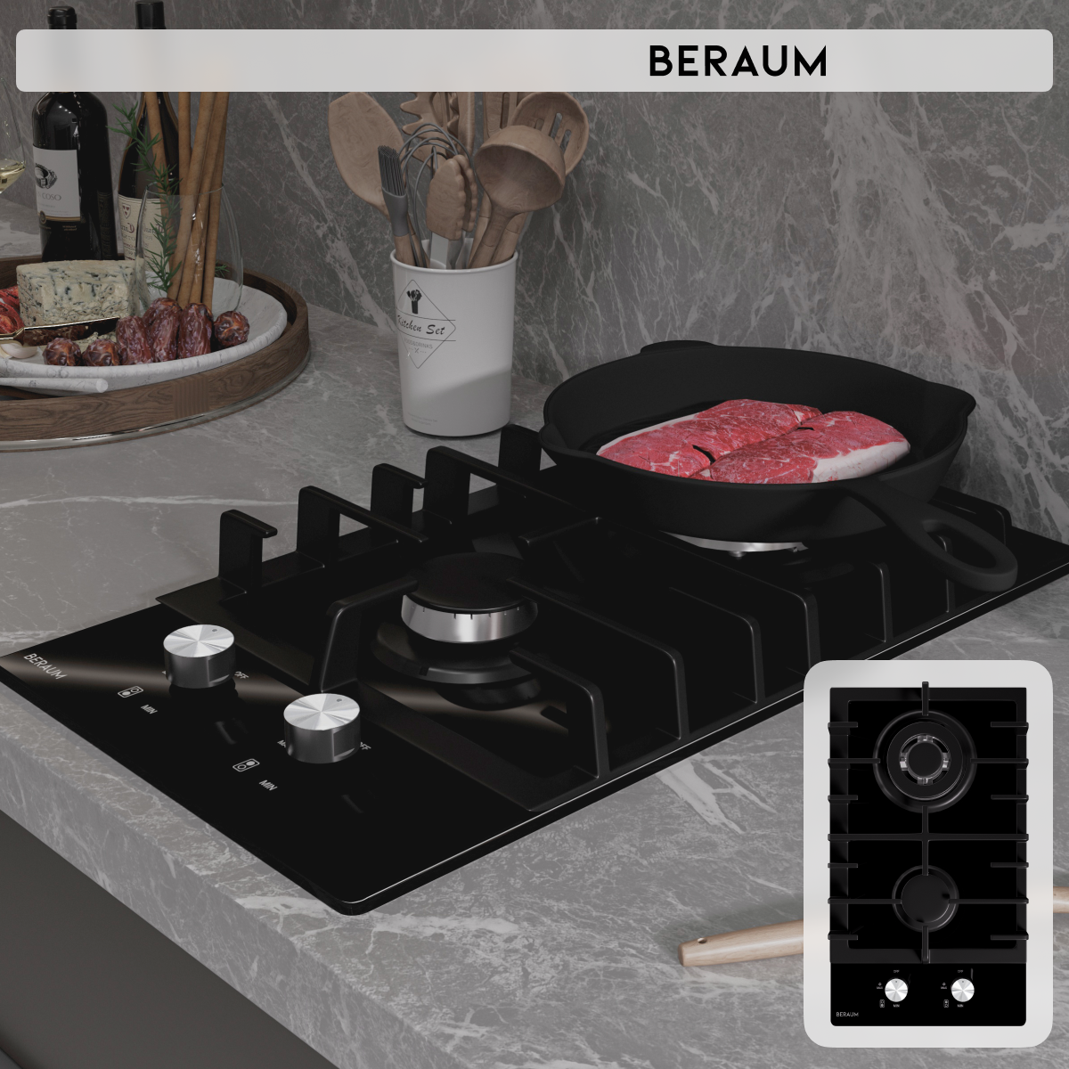 Встраиваемая варочная панель газовая BERAUM HG-2G107 черный набор бокалов luminarc домино для вина 6шт 350мл