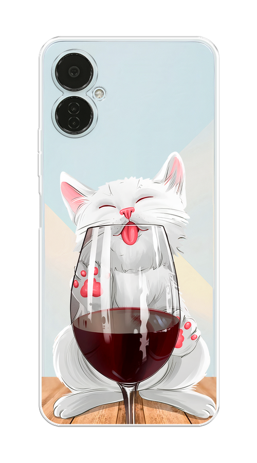 

Чехол на Tecno Camon 19 Neo "Кот с бокалом", Прозрачный;белый;красный, 302350-1