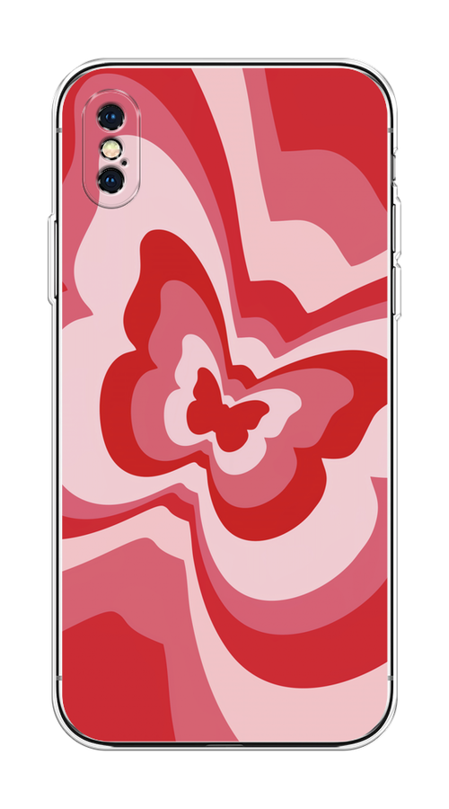 

Чехол на Apple iPhone XS Max "Бабочка в стиле хиппи", Красный;розовый, 11950-1