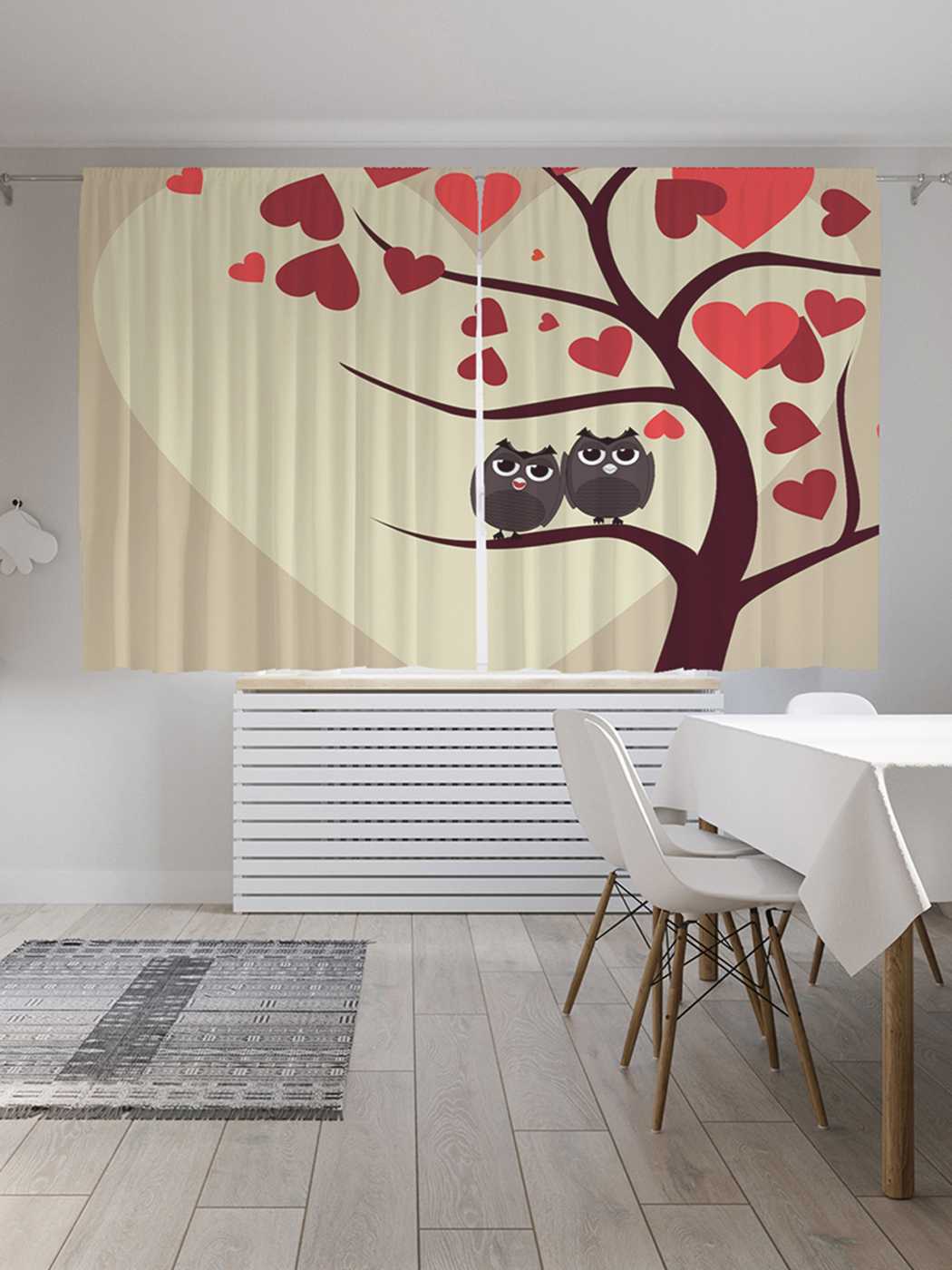 

Классические шторы JoyArty "Влюбленные на ветке", серия Oxford DeLux, 2 полотна 145x180 см, Влюбленные на ветке