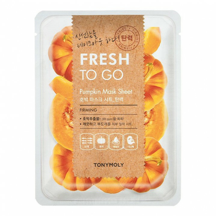 

Маска для лица Tony Moly Fresh To Go с экстрактом тыквы, противоугревая, тканевая, 22 г
